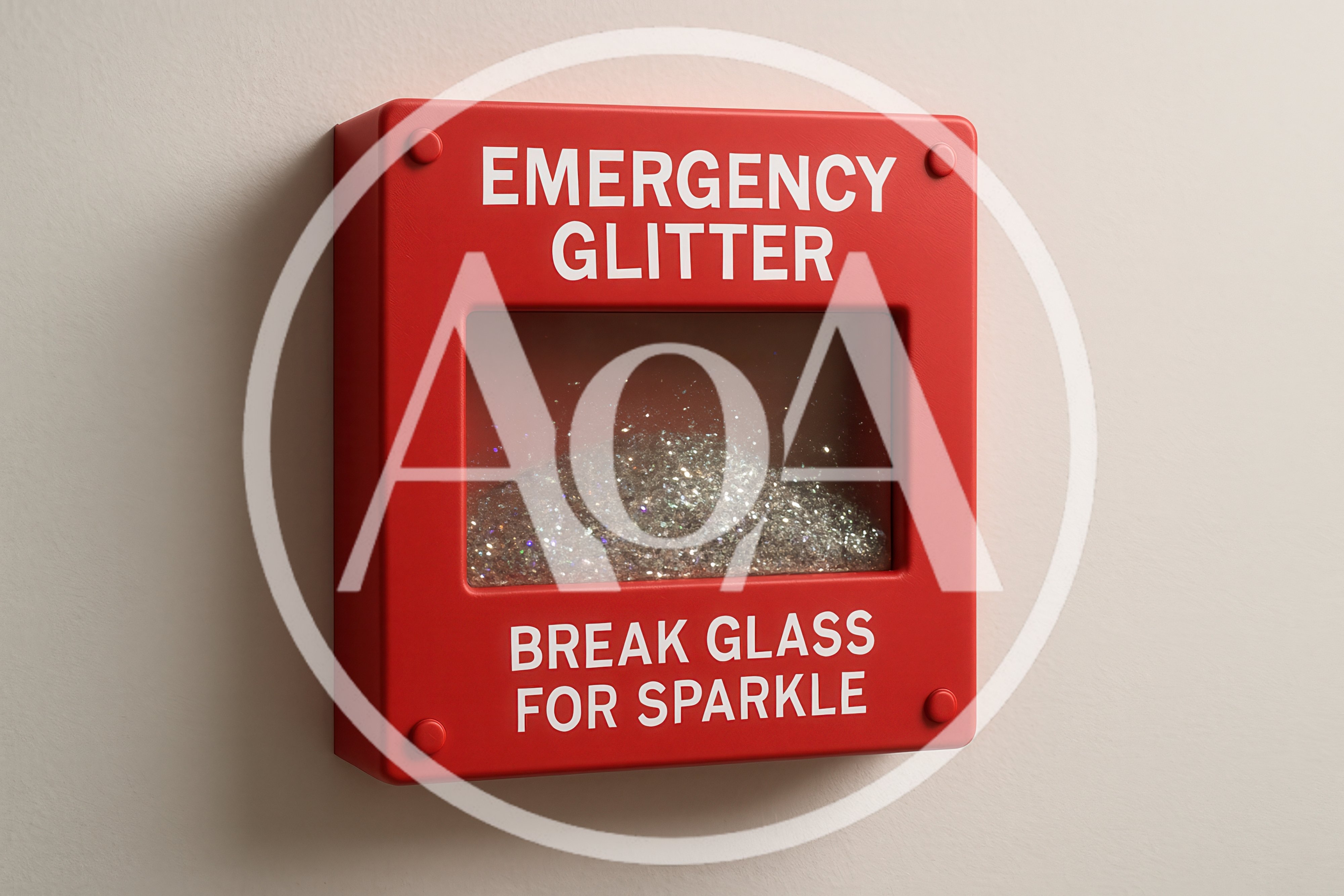 Emergency Glitter Box Mounted On A Wall