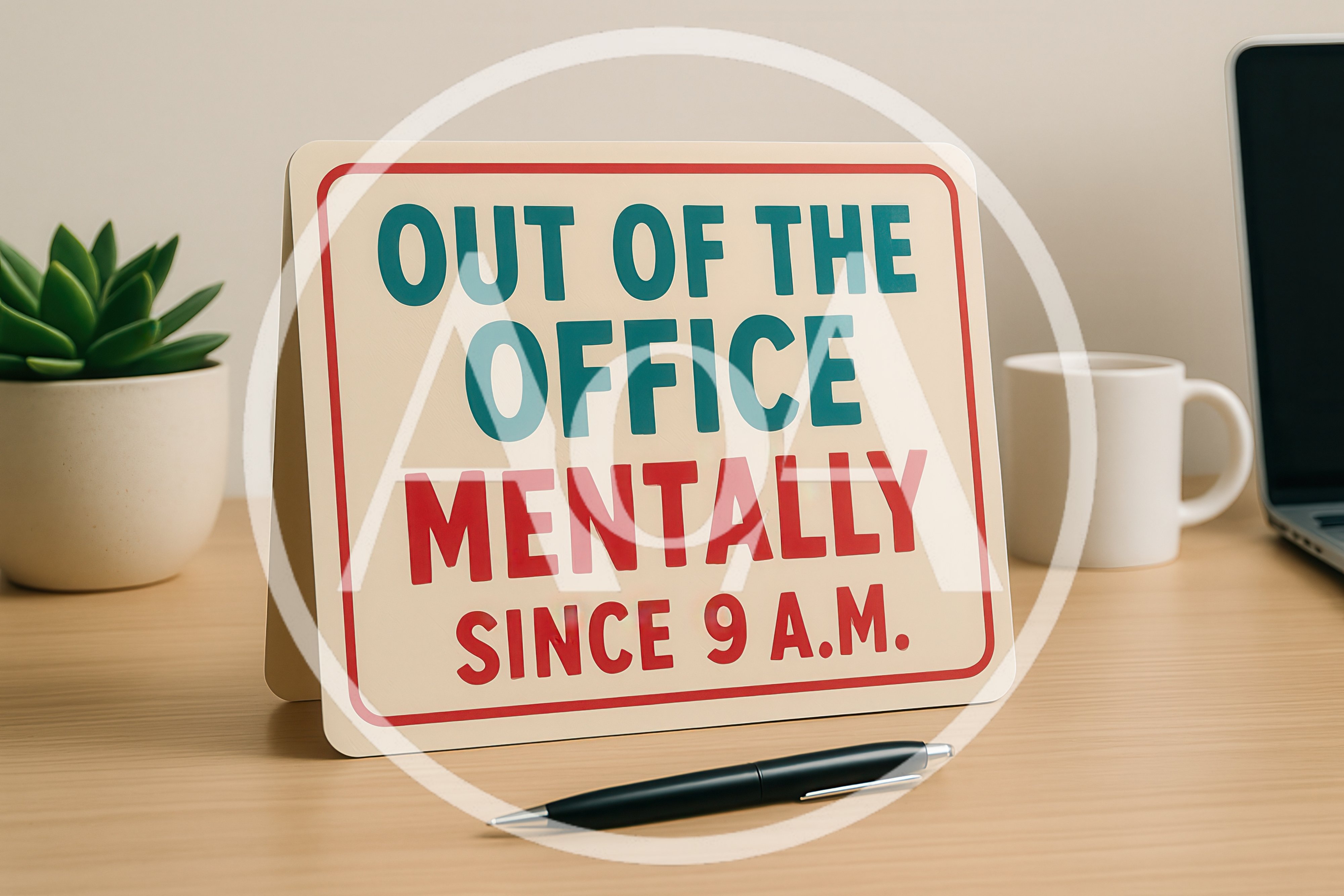 Out Of The Office Mentally Sign On Desk