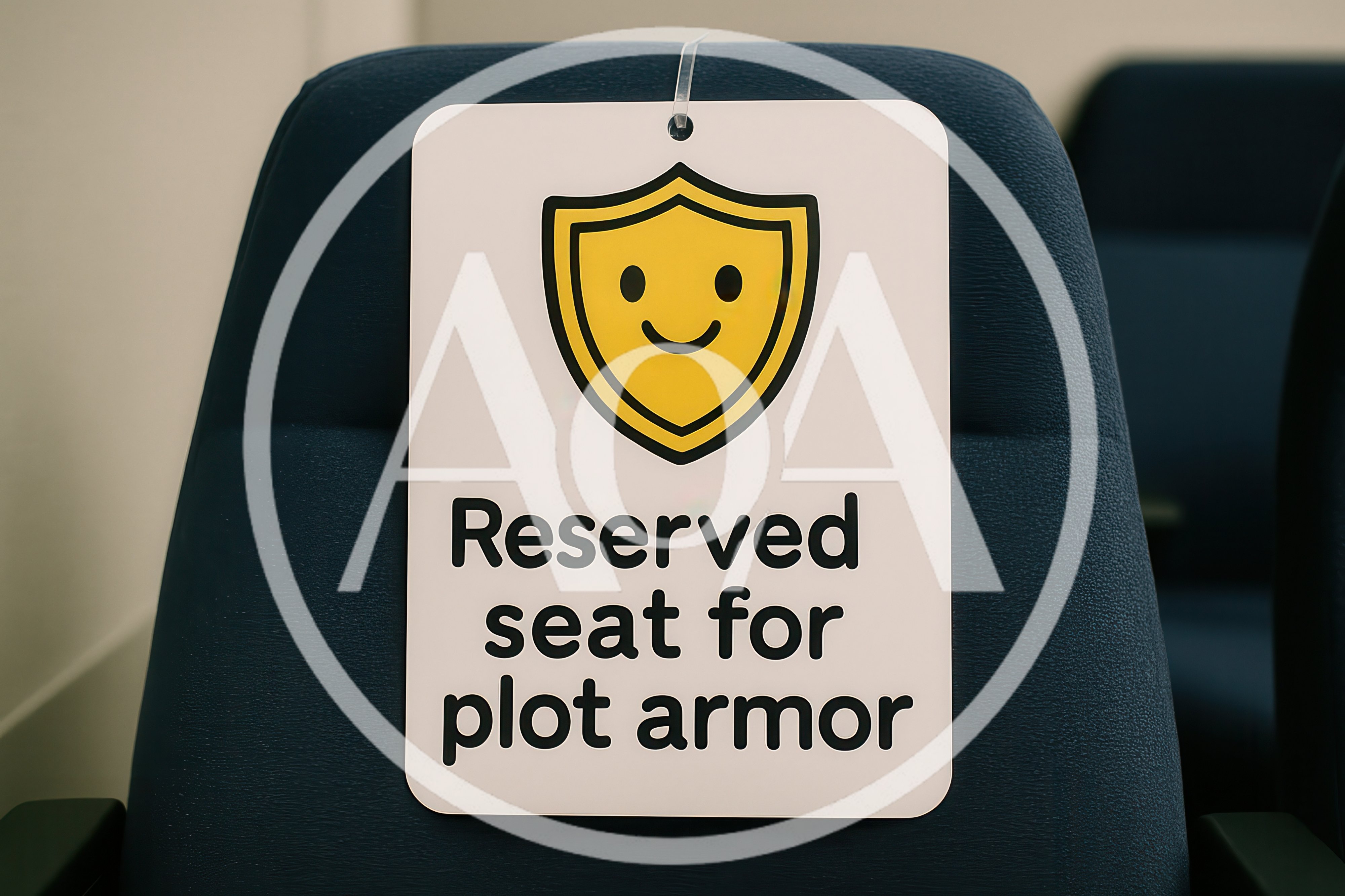 Reserved Seat Sign For Plot Armor On Airplane Chair