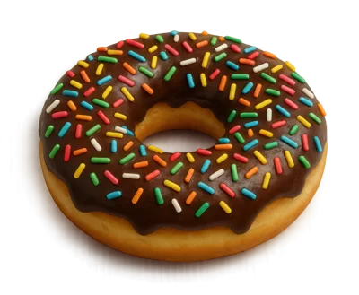 Chocolate Frosted Donut With Colorful Sprinkles