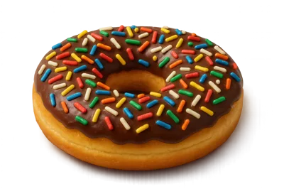 Chocolate Frosted Donut With Colorful Sprinkles