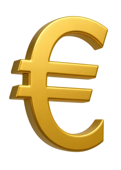 3D Golden Euro Currency Symbol Isolated