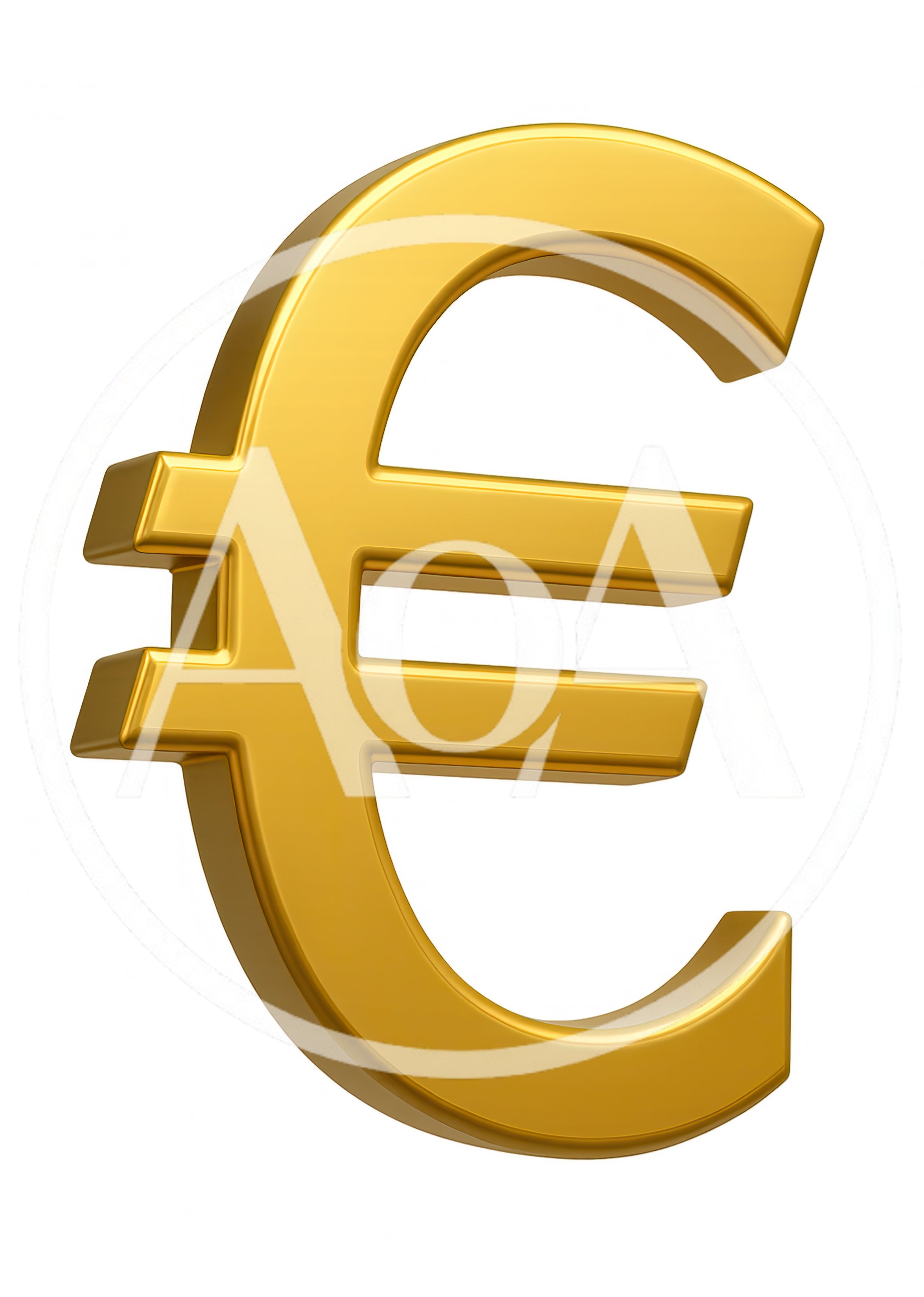 3D Golden Euro Currency Symbol Isolated