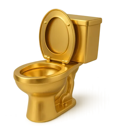 Luxurious Golden Toilet Isolated On White Background