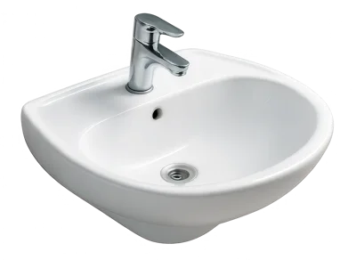 White Ceramic Bathroom Sink With Chrome Faucet