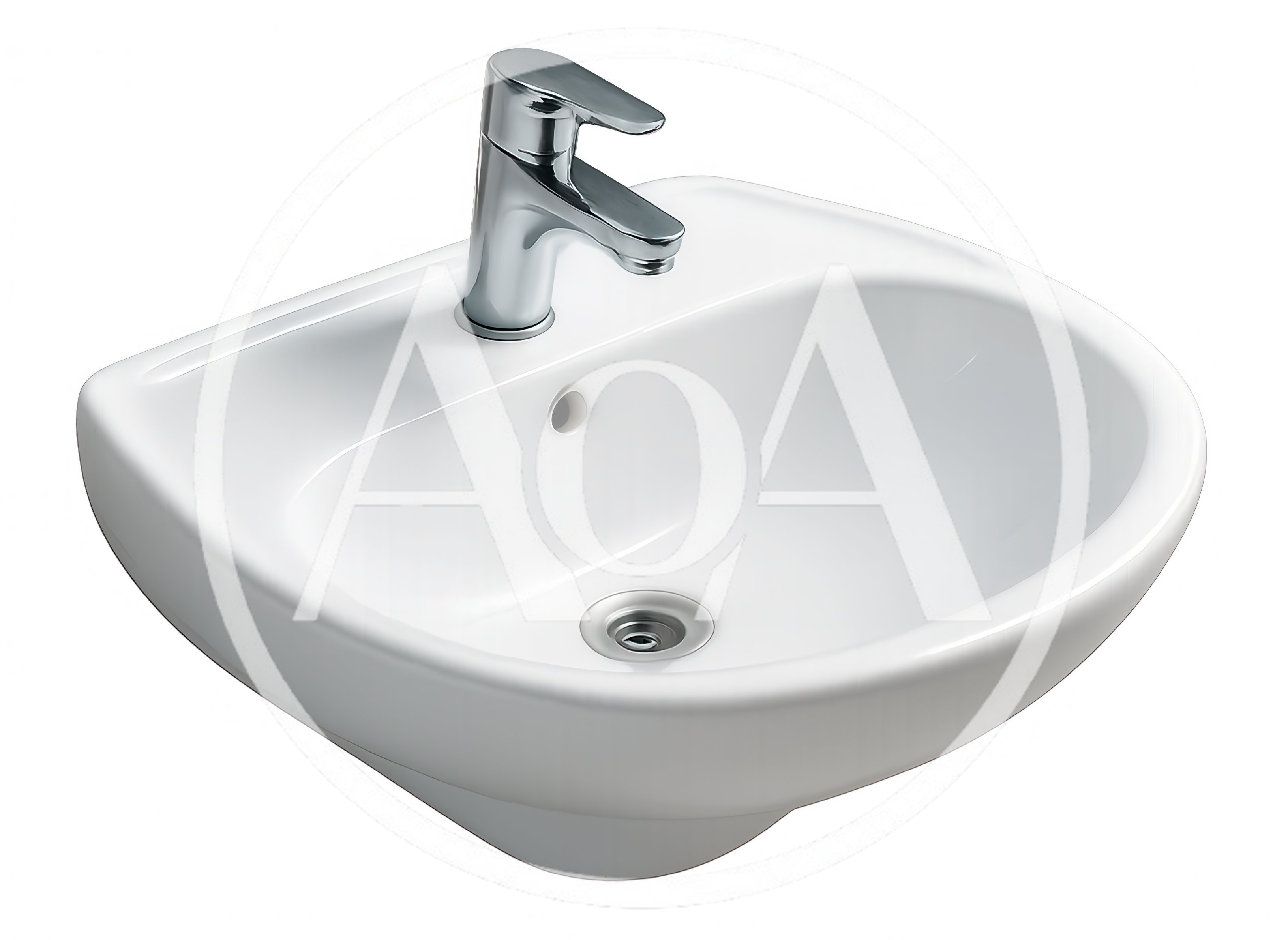 White Ceramic Bathroom Sink With Chrome Faucet