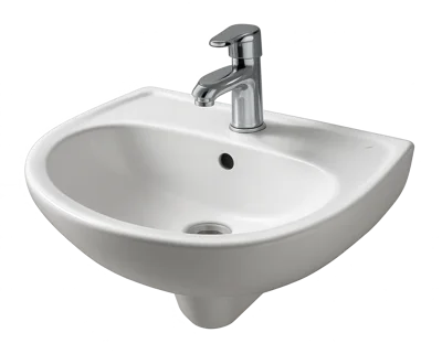White Ceramic Bathroom Sink With Chrome Faucet