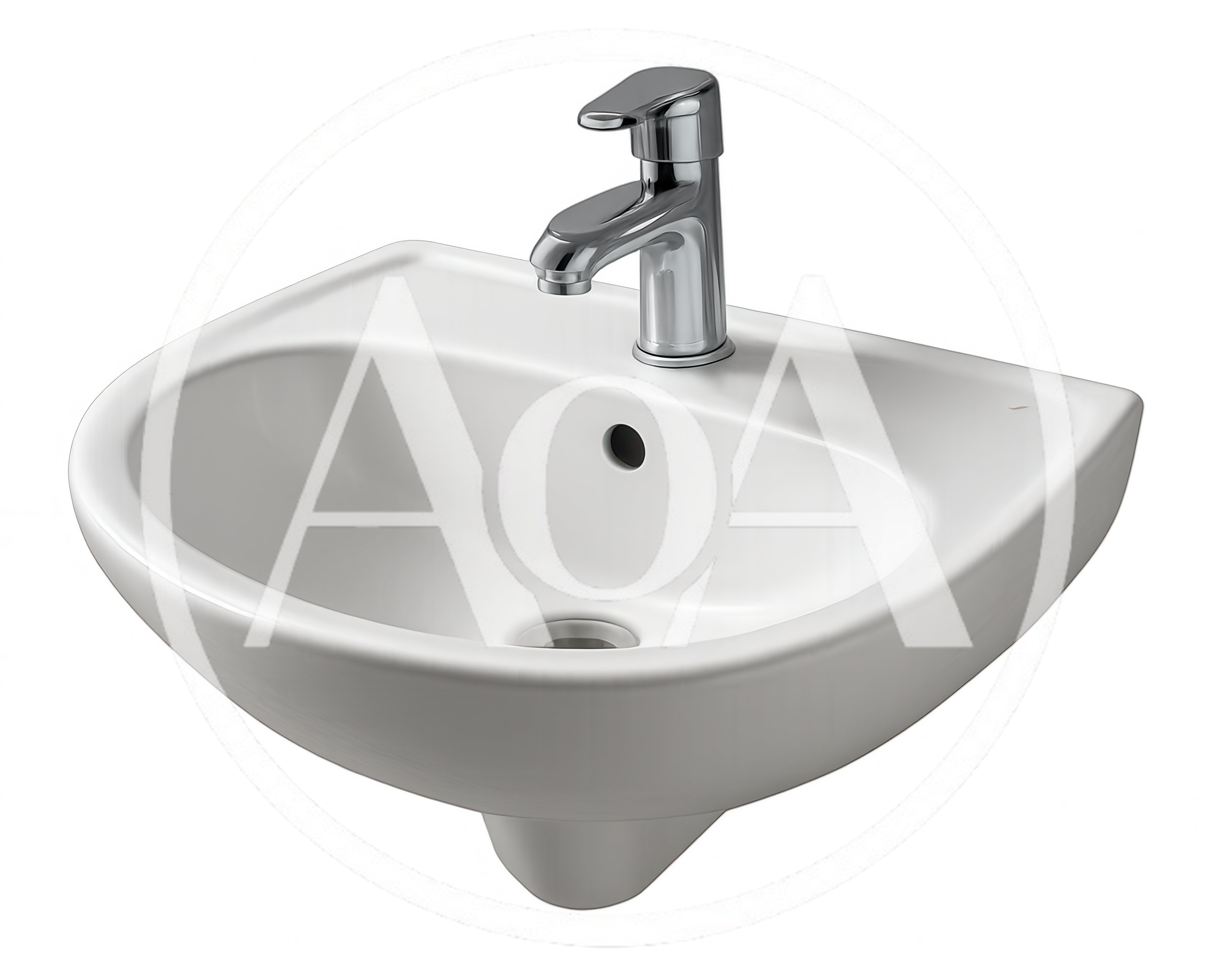 White Ceramic Bathroom Sink With Chrome Faucet