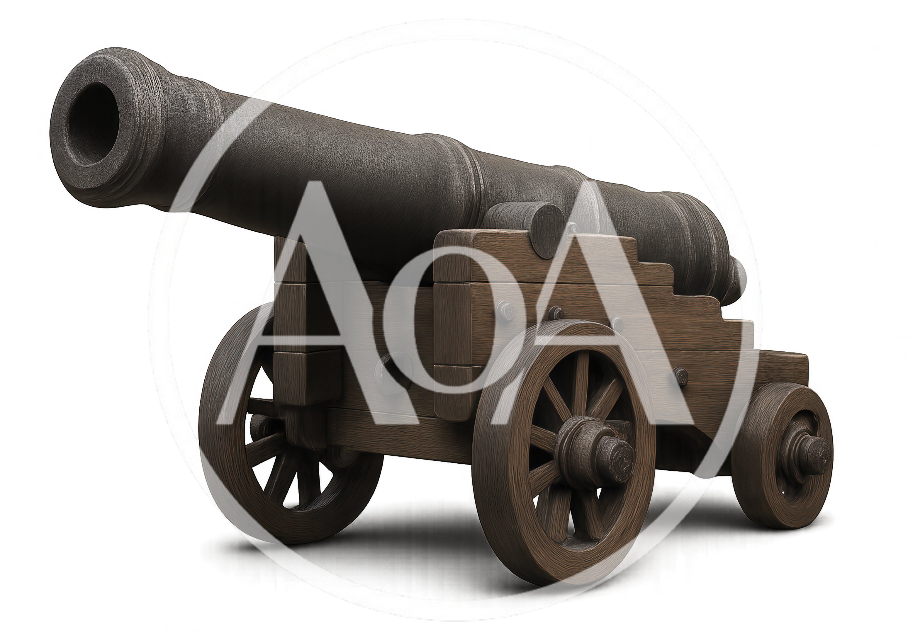 Historical Naval Cannon On Wooden Carriage