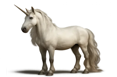 Majestic White Unicorn Standing Against A Plain Background