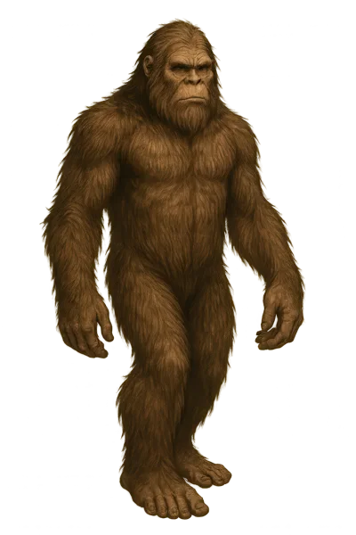 Full Body Illustration Of A Standing Bigfoot Creature