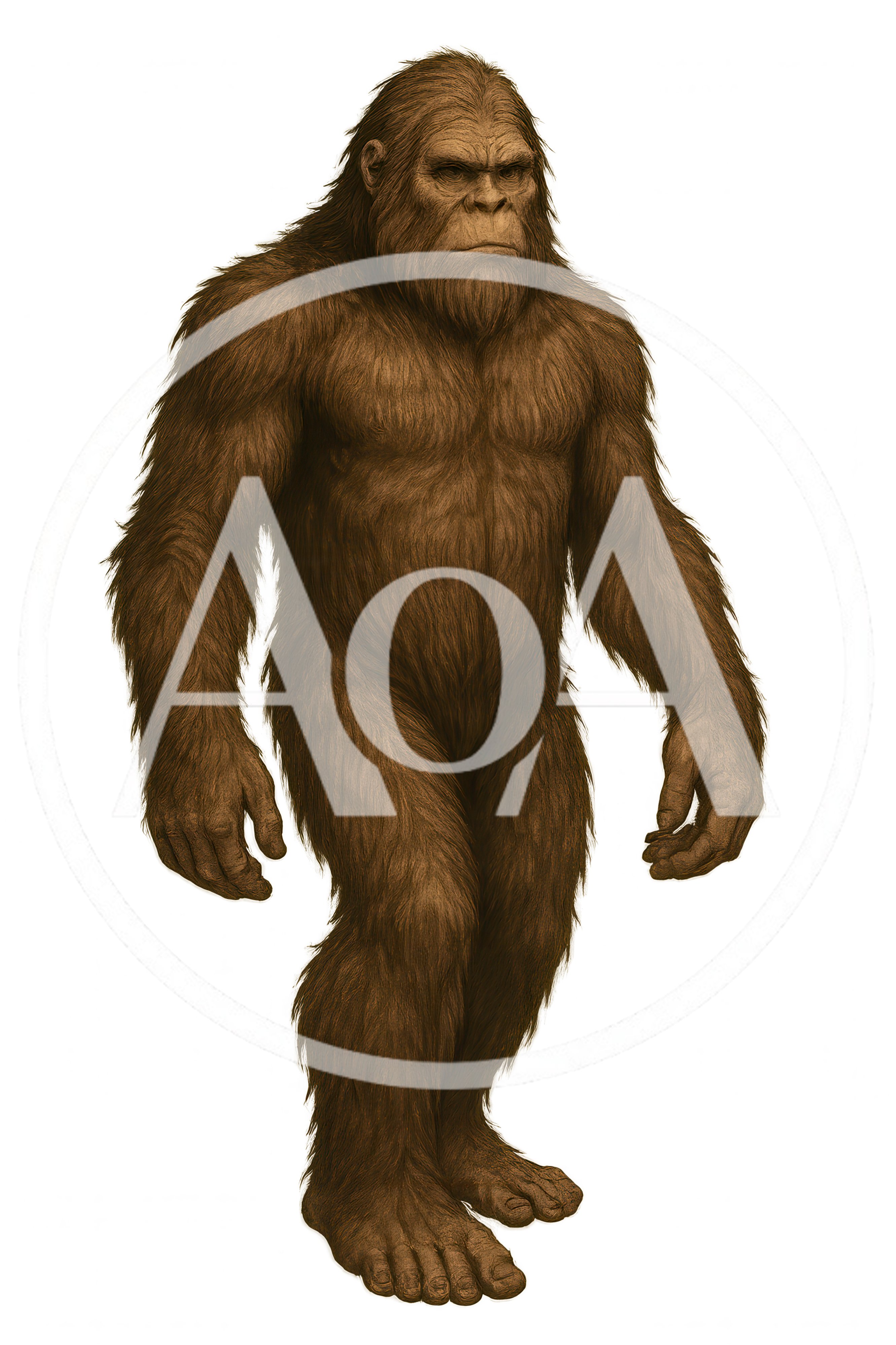 Full Body Illustration Of A Standing Bigfoot Creature