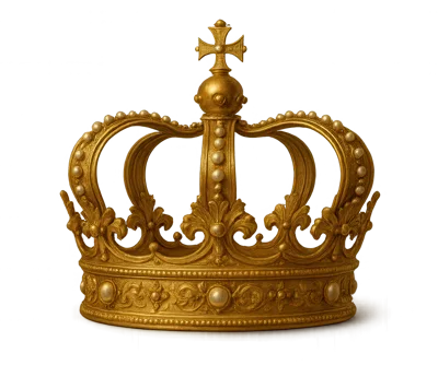 Ornate Golden Royal Crown With Pearl Accents