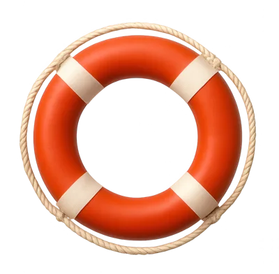 Orange Life Buoy With Rope Isolated On White