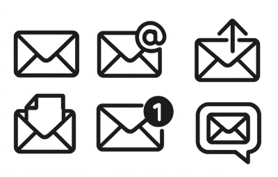 Set of Six Minimalist Email and Message Icons