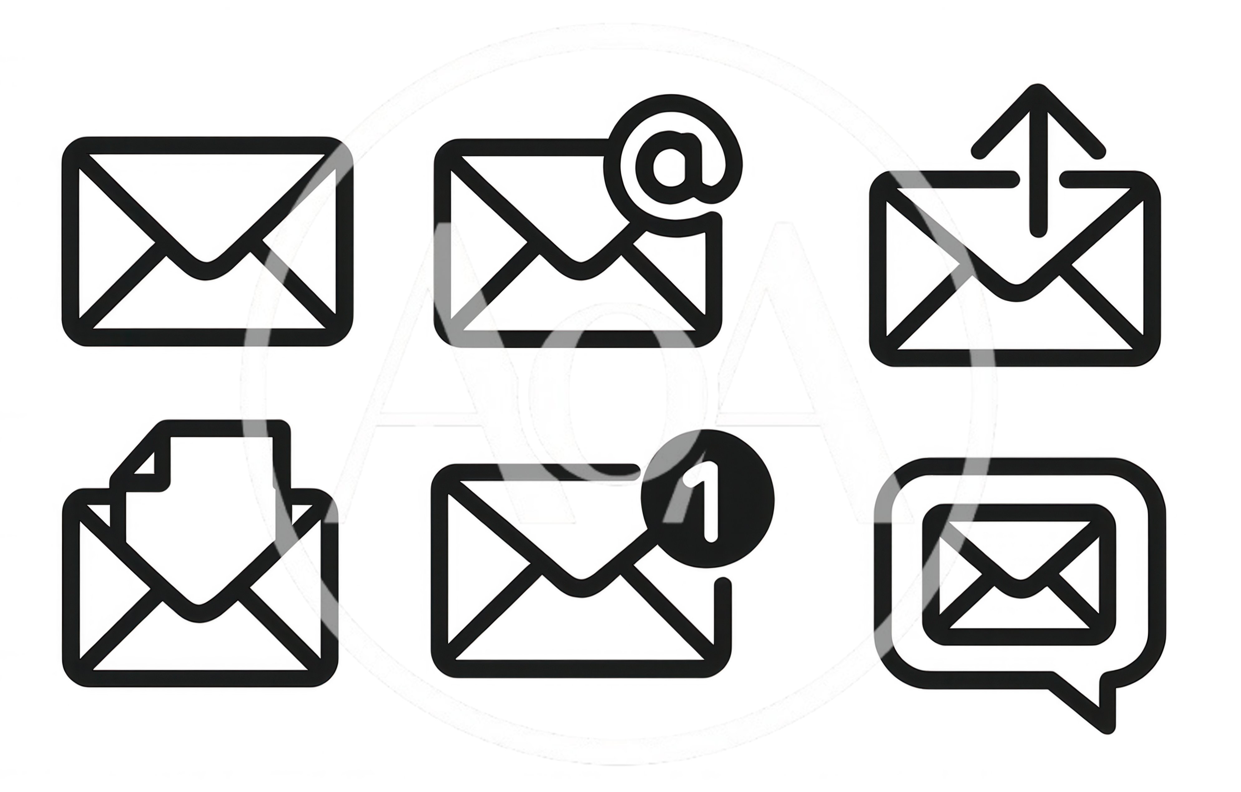 Set of Six Minimalist Email and Message Icons