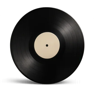 Black Vinyl Record With Blank Beige Center Label