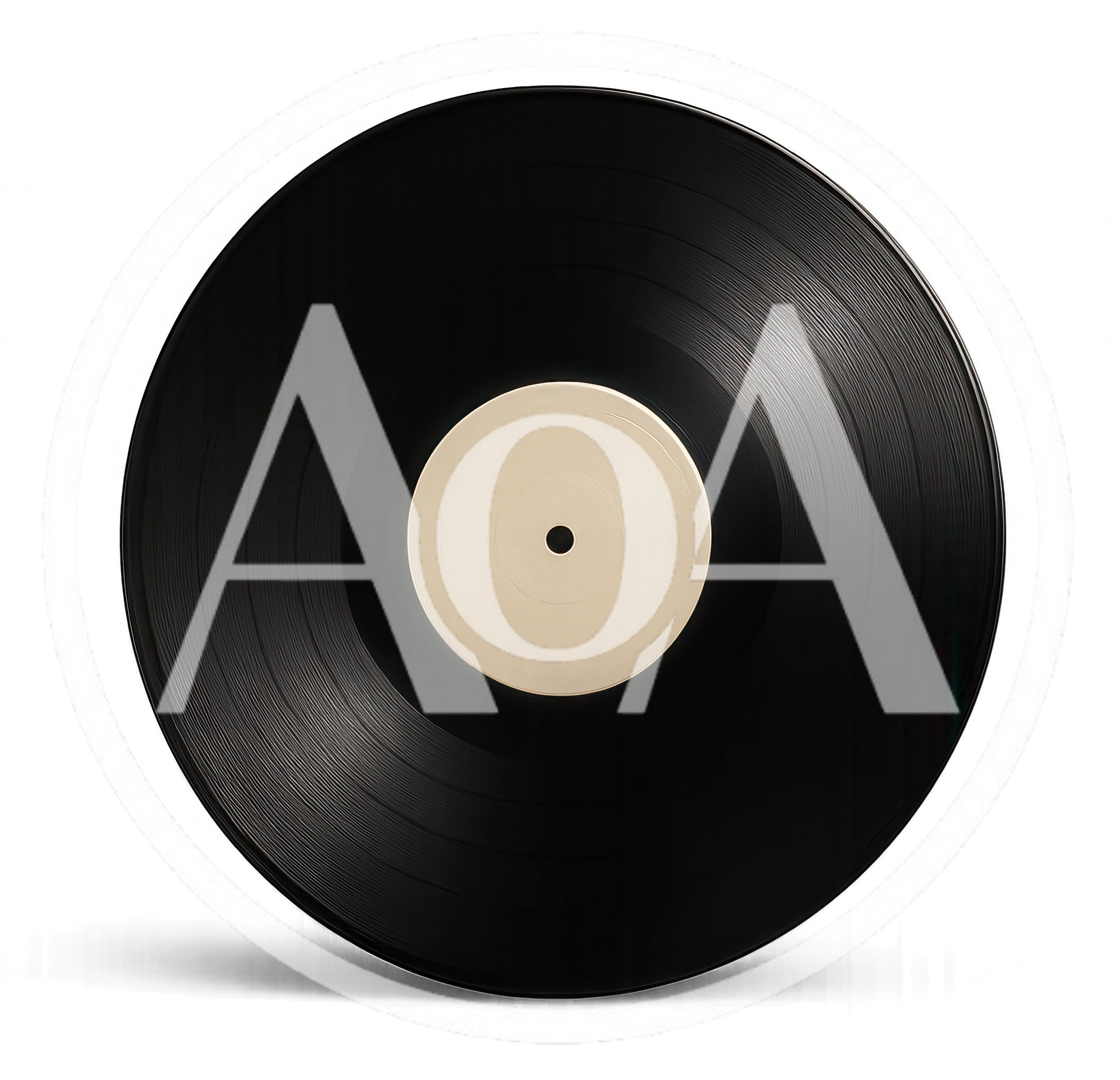 Black Vinyl Record With Blank Beige Center Label