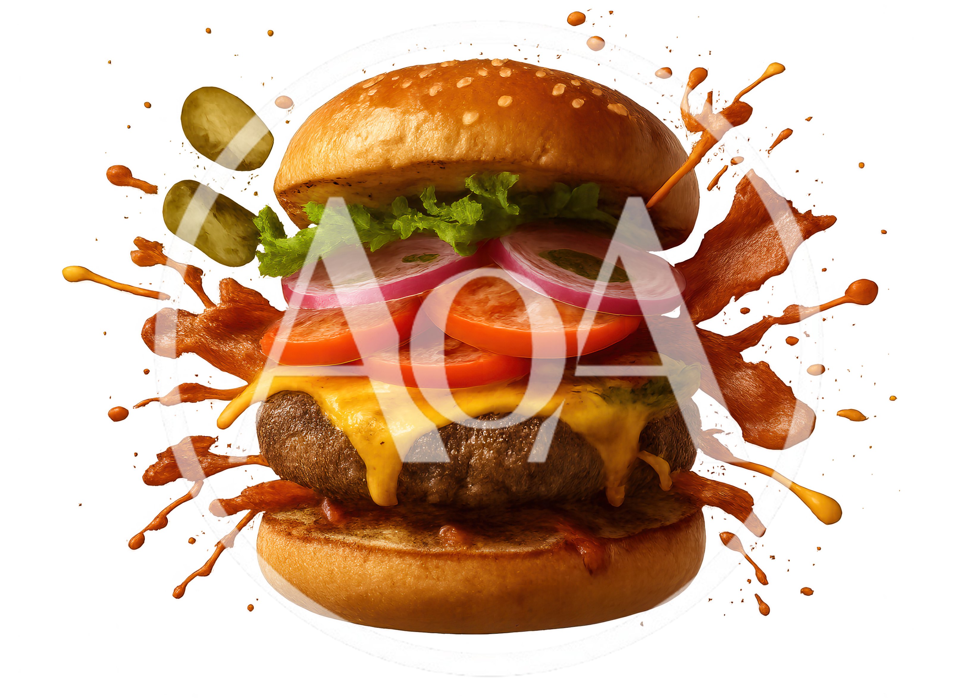 Gourmet Cheeseburger With Bacon And Fresh Vegetables