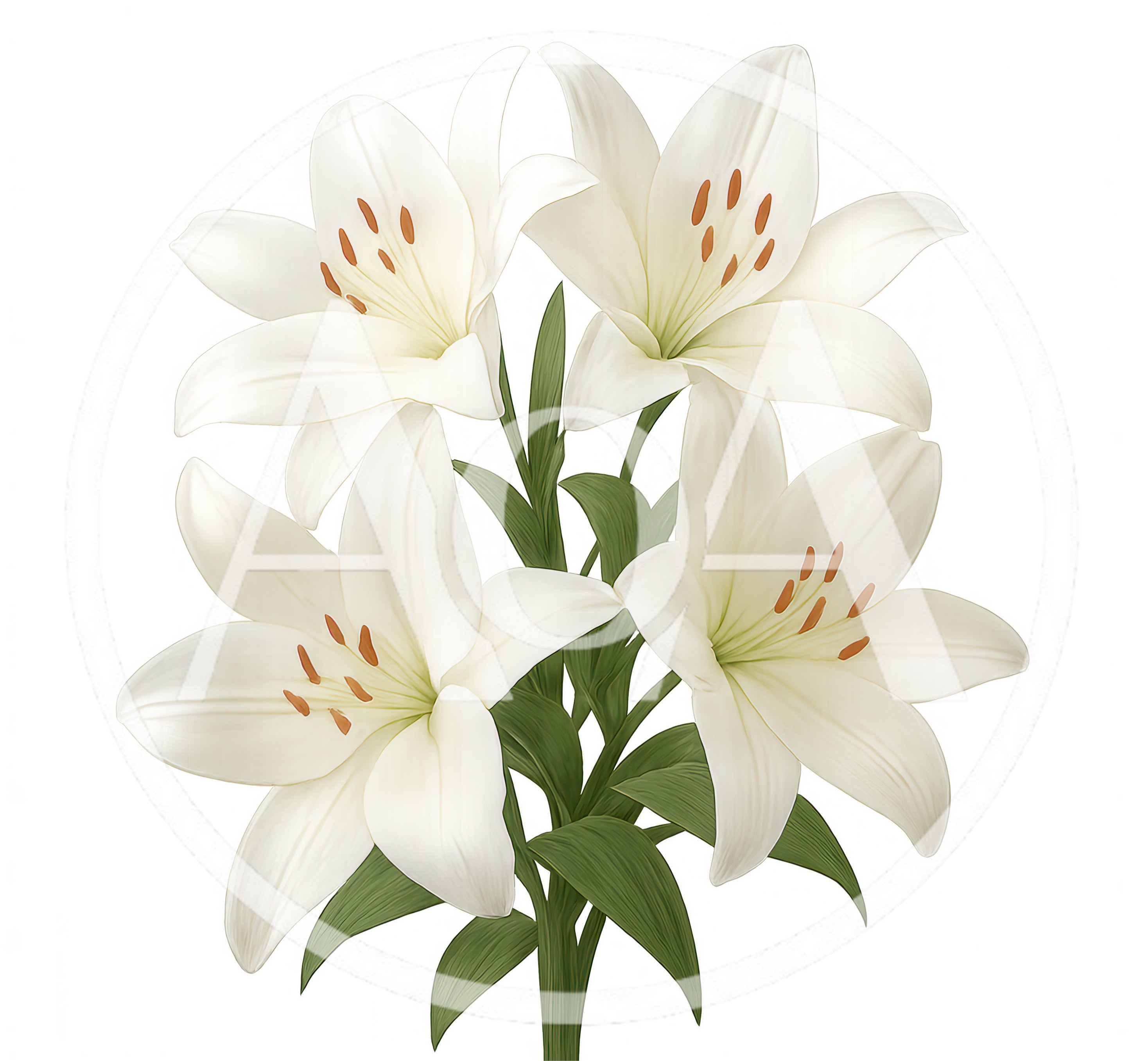 Beautiful White Lily Flowers Bouquet Isolated On White