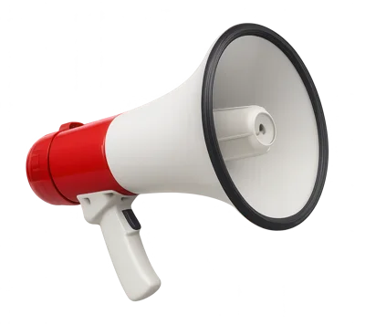 Red and White Handheld Megaphone Isolated on White