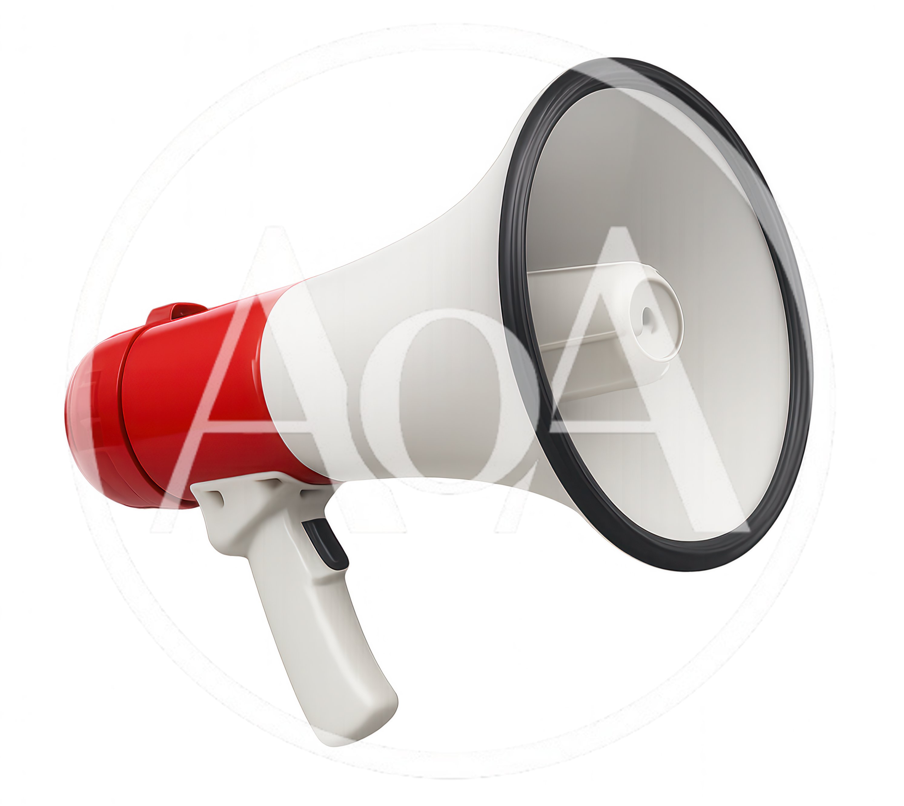 Red and White Handheld Megaphone Isolated on White
