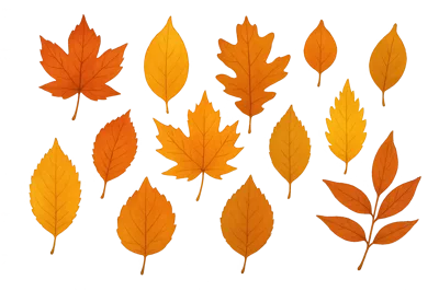 Collection Of Various Autumn Leaves On Black Background