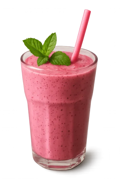 Refreshing Pink Berry Smoothie With Mint Garnish