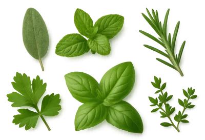 Fresh Culinary Herbs Arranged On A Dark Background