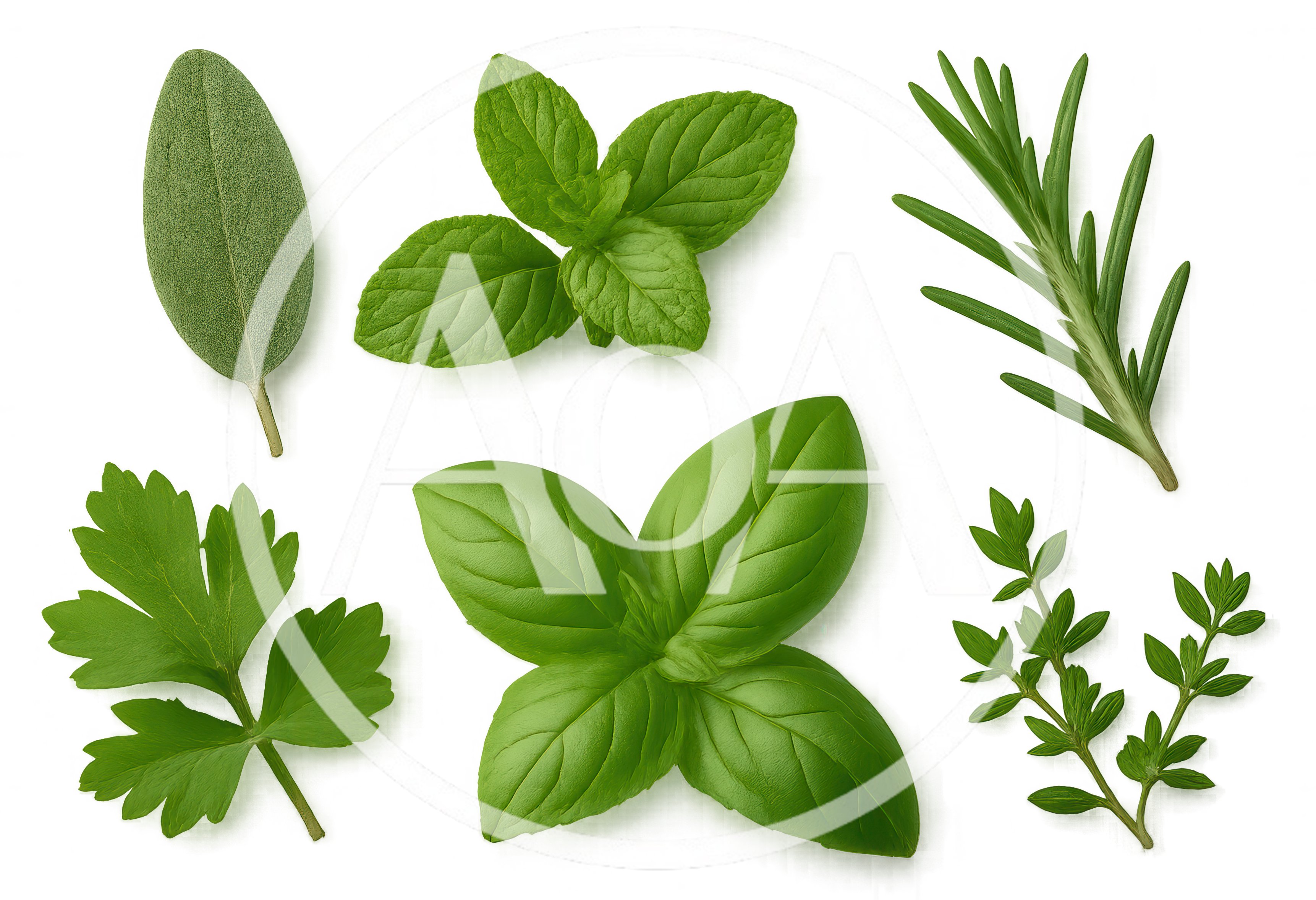 Fresh Culinary Herbs Arranged On A Dark Background
