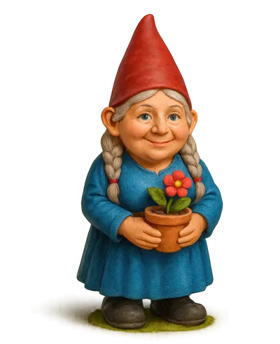 Garden Gnome Figurine Holding A Potted Flower