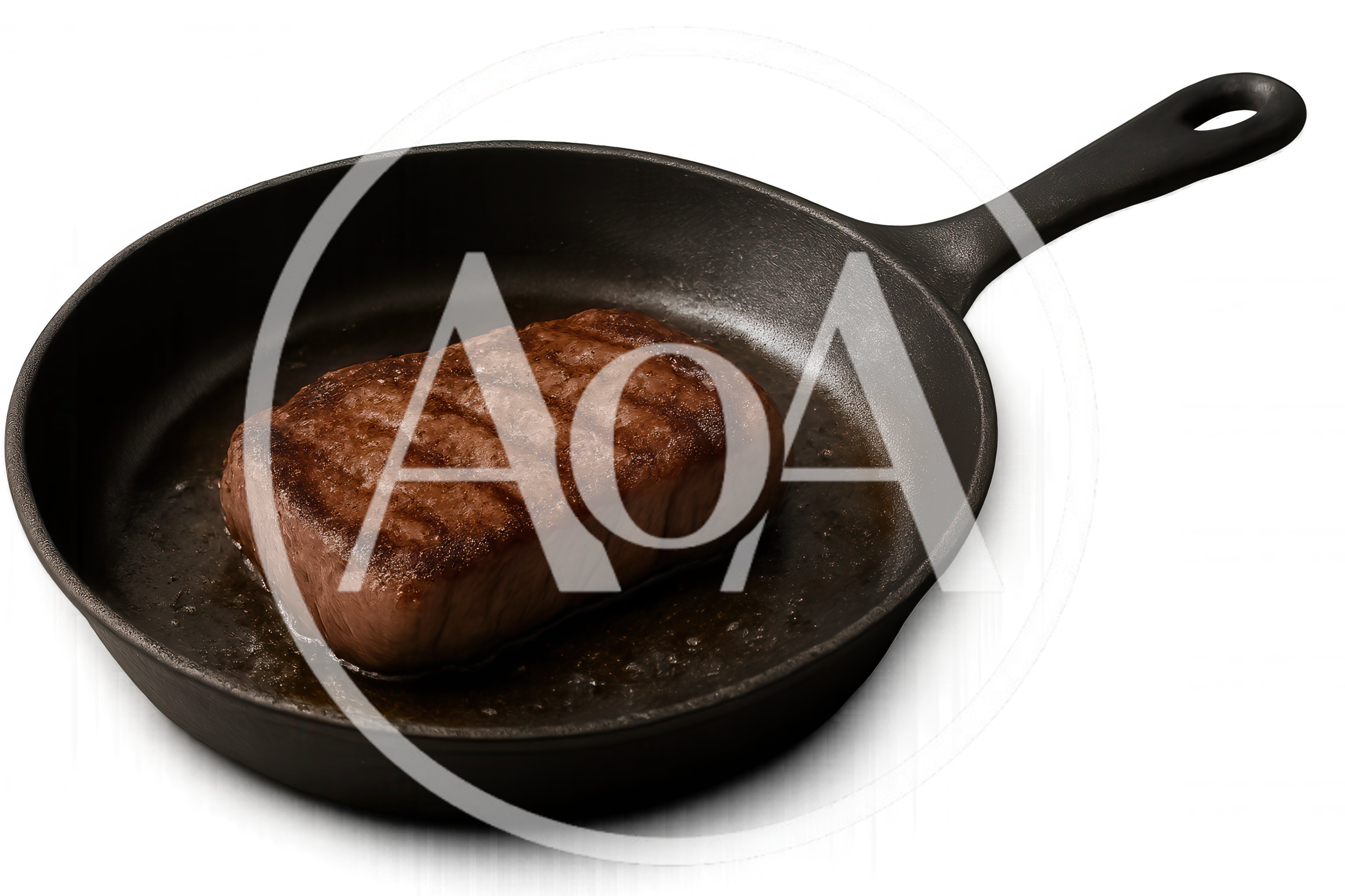 Grilled Beef Steak Cooking In A Cast Iron Skillet