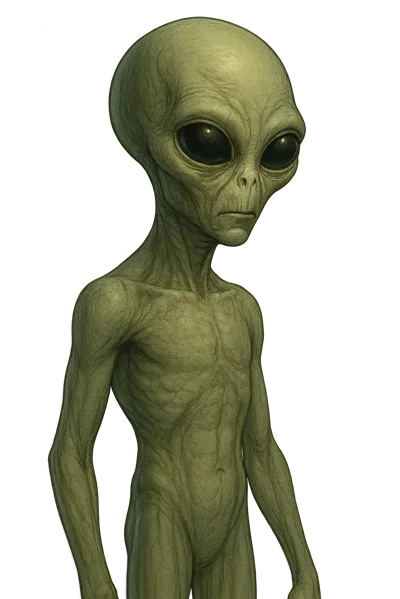 Realistic Extraterrestrial Being With Large Black Eyes