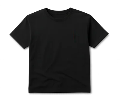 Black Cotton T-Shirt Mockup On White Background
