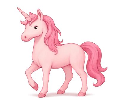 Pink Unicorn Illustration On White Background