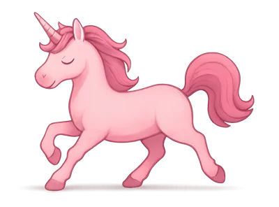 Cute Pink Unicorn Illustration Walking