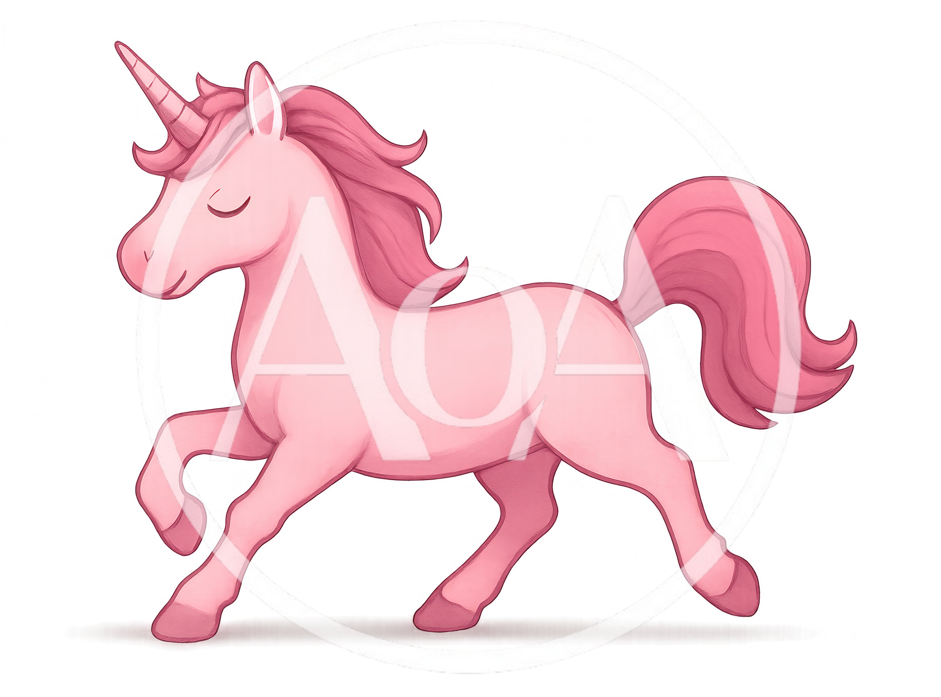 Cute Pink Unicorn Illustration Walking