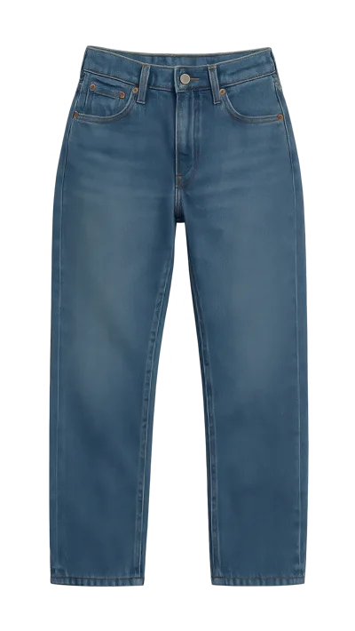 Classic Blue Denim Jeans On White Background