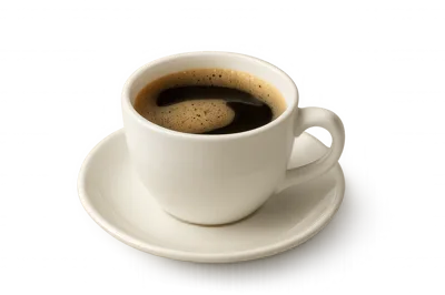 White Ceramic Cup Of Black Coffee On Saucer