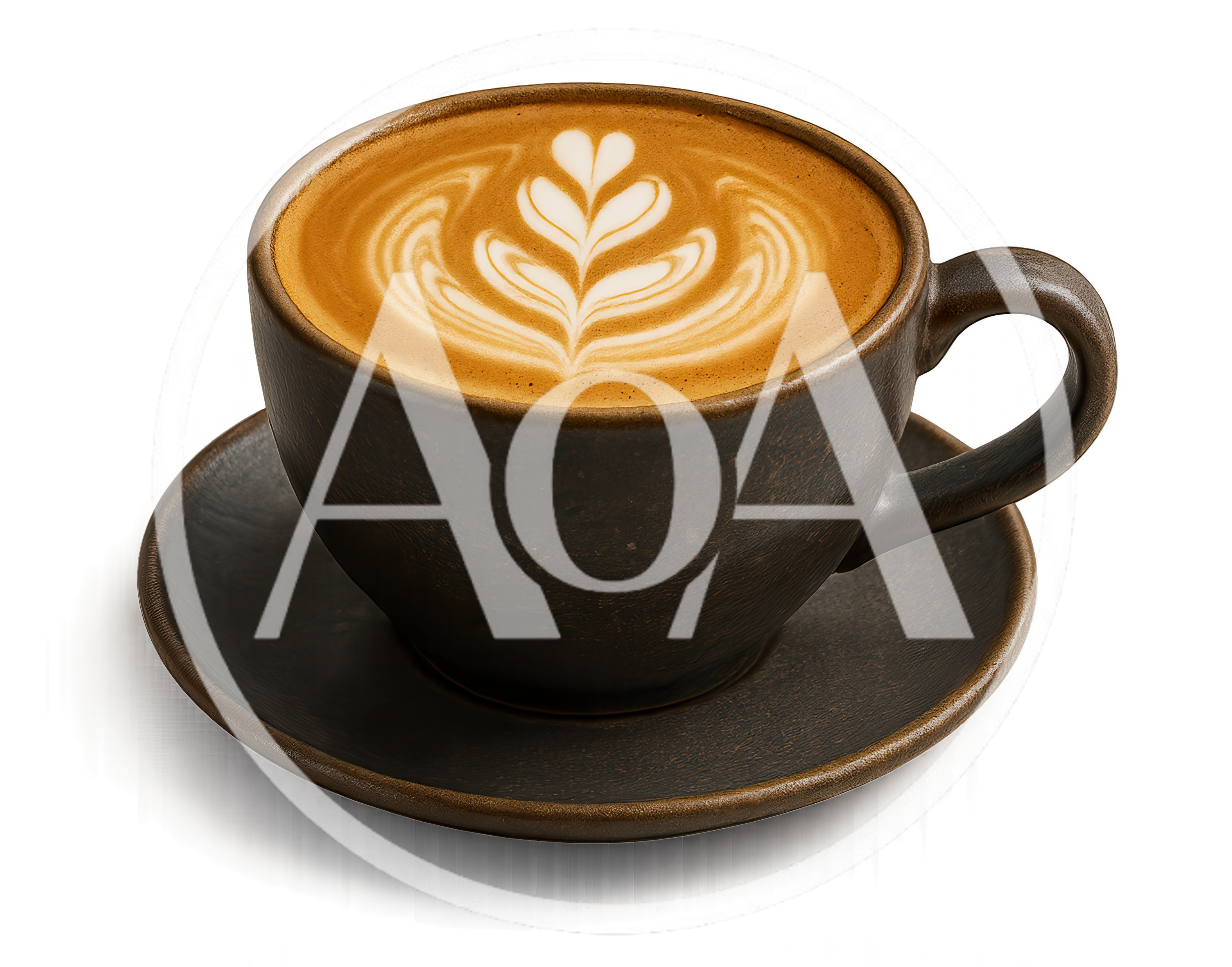 Latte Art In A Dark Ceramic Cup