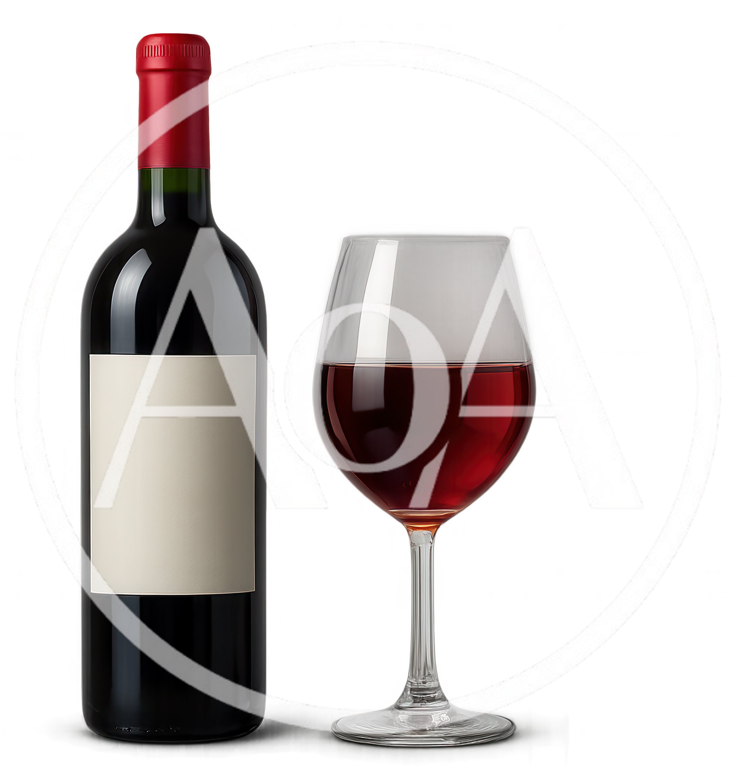 Red Wine Bottle And Glass On White Background