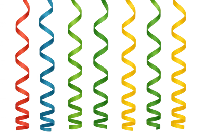 Colorful Spiral Ribbons Hanging Against A Black Background