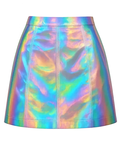 Holographic Metallic Mini Skirt Isolated On White