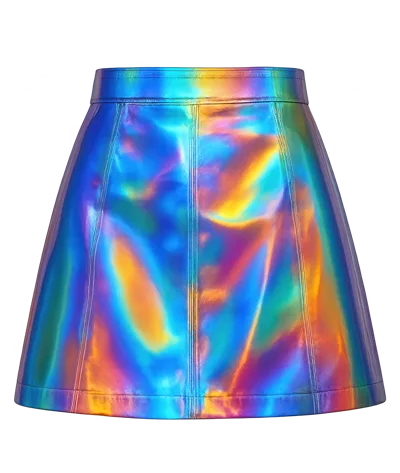 Holographic Metallic Mini Skirt Isolated On White