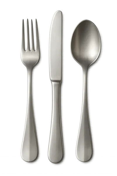 Silver Cutlery Set Including Fork Knife And Spoon