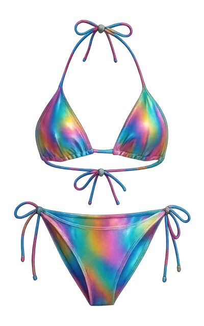 Holographic Iridescent Bikini Set On Display
