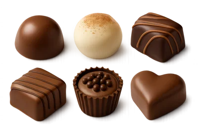 Assorted Gourmet Chocolate Truffles On Dark Background