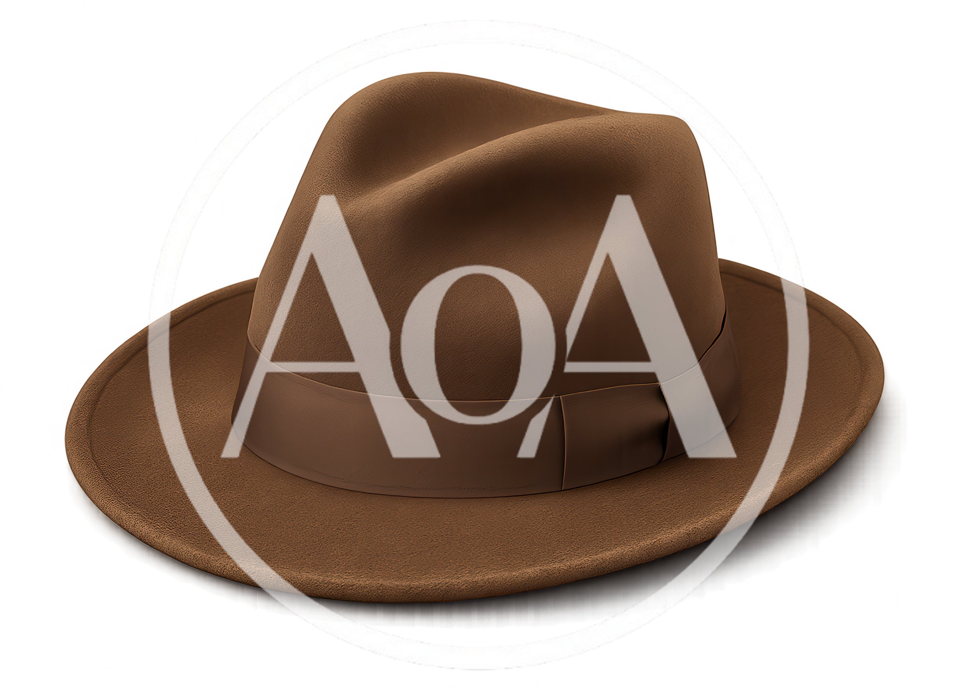 Classic Brown Felt Fedora Hat Isolated On Black Background