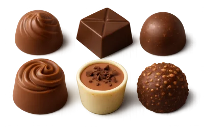 Assorted Gourmet Chocolate Truffles On Dark Background