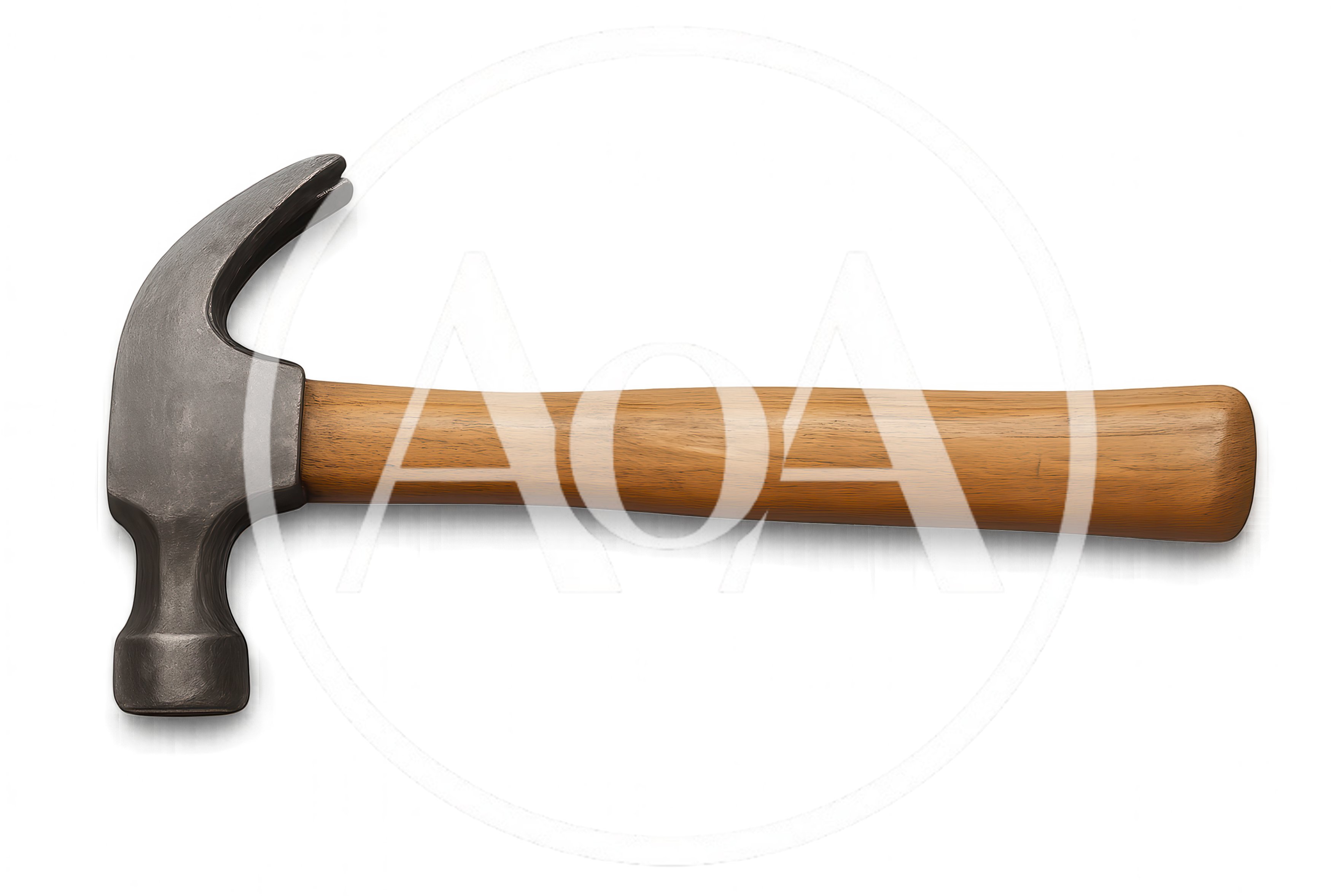 Claw Hammer With Wooden Handle Isolated On Black Background